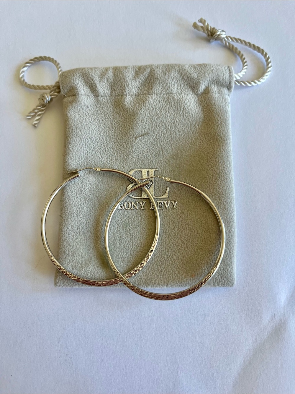 Bony Levy Sterling Silver Hammered Hoop Earrings